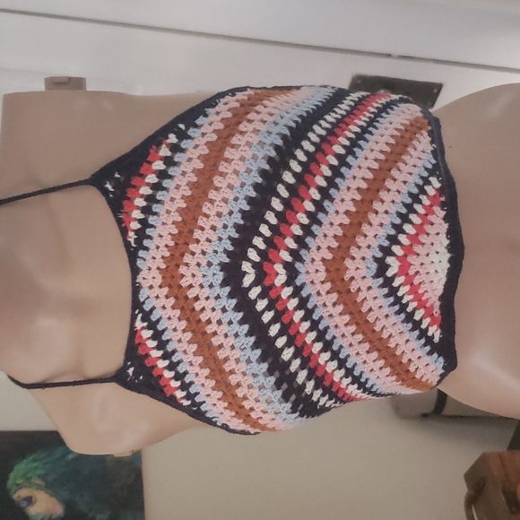 Two Crocheted Halter Tops sz M - Picture 3 of 4